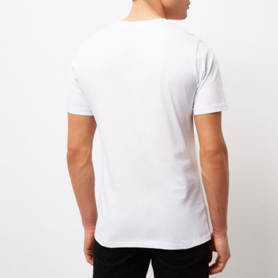 White print band T-shirt